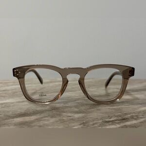 CELINE TRANSLUCENT BEIGE AVIATOR EYEGLASS FRAMES CLEAR
